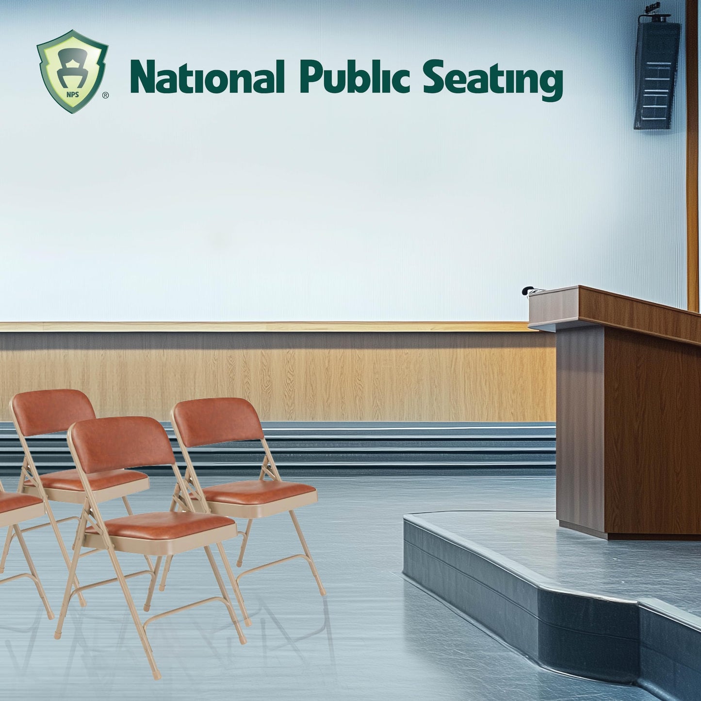 Premium Padded Portable Folding Chairs by National Public Seating – 1200 Series Upholstered, Heavy-Duty Foldable Chairs for Indoor & Outdoor Use – Set of 4, Comfortable & Durable, Honey Brown