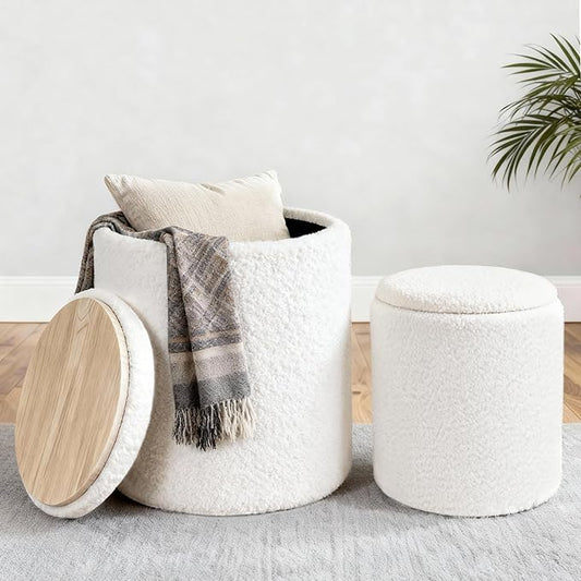 CAROLMADE Set of 2 Round Ottoman
