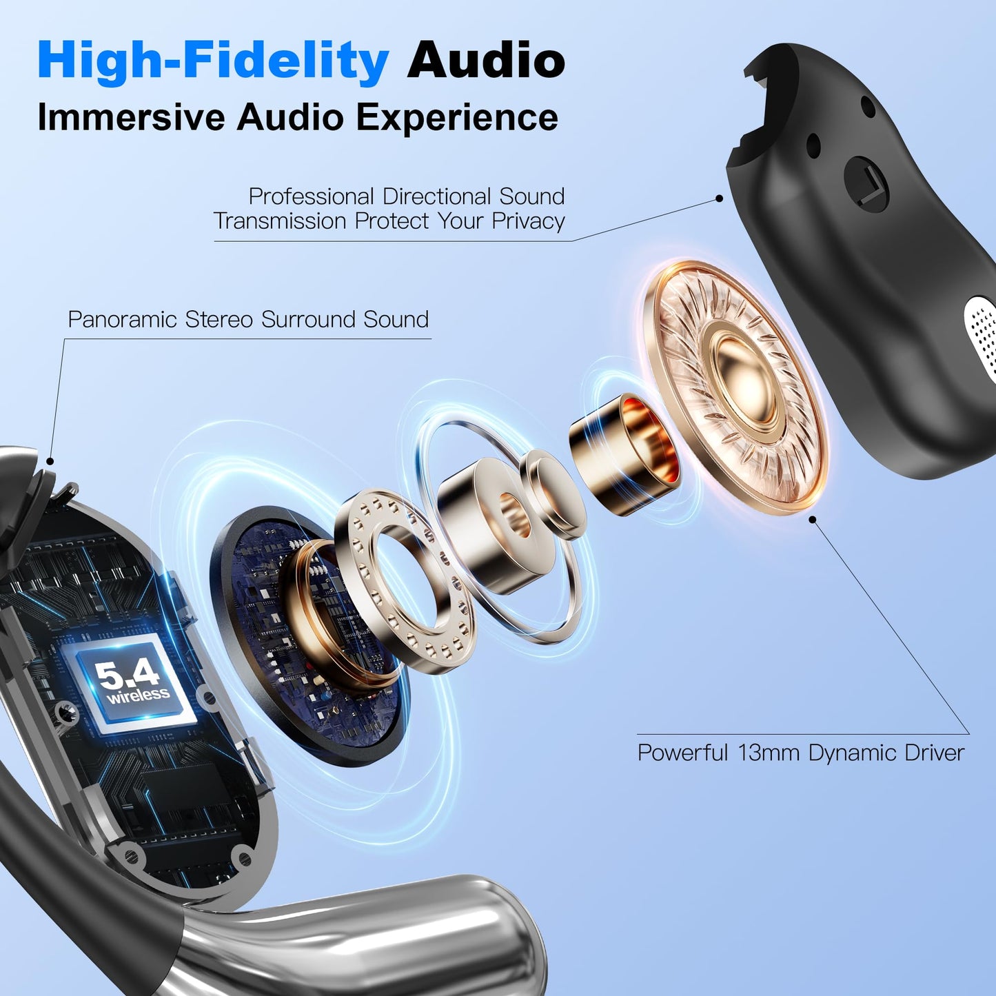 Real-Time AI Translation Earbuds, Open-Ear Audifonos Traductores Inglés Español Two-Way Translator Headphones, Bluetooth Wireless Earhooks for Business, Travel, Learning, Meetings (Oatmeal Beige)