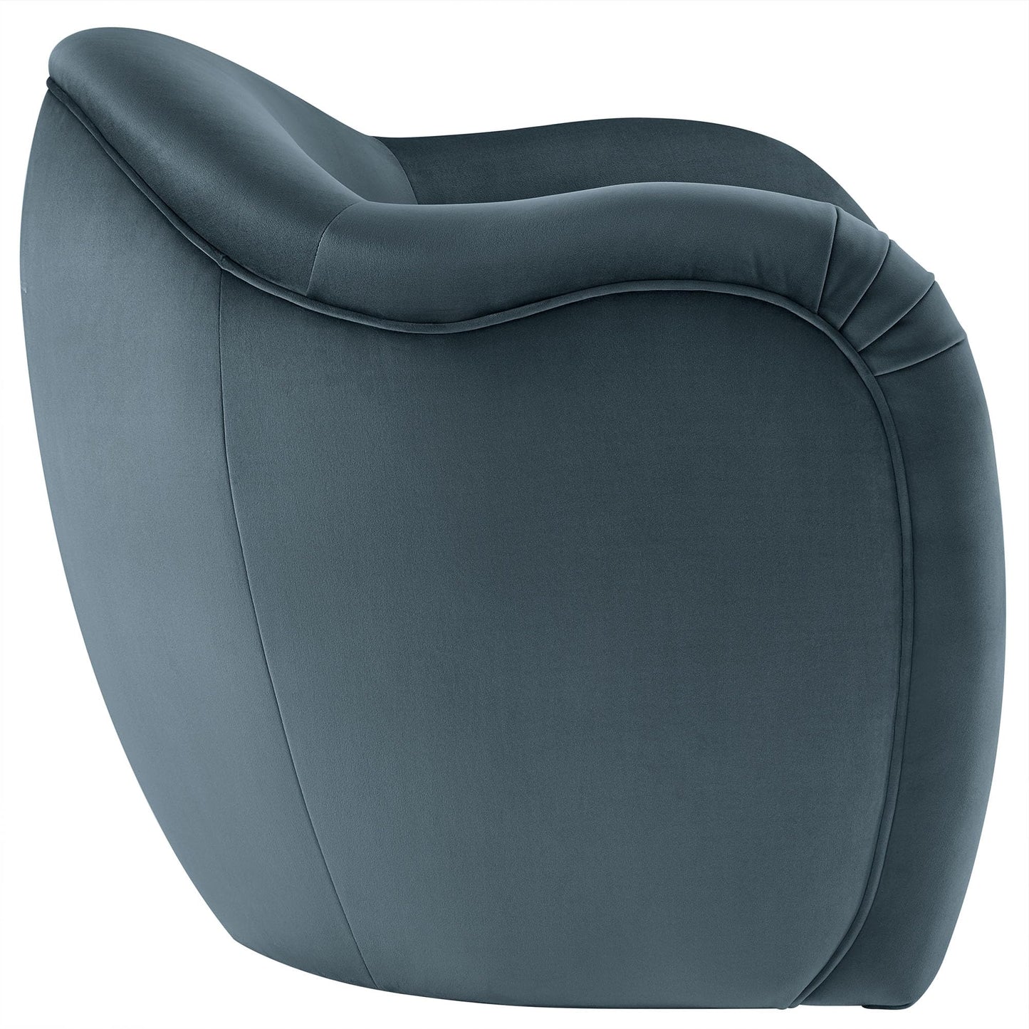Modway Compose Barrel Chair with Performance Velvet Fabric in Cadet Blue – Upholstered Accent Armchair with Curved Backrest – Cozy Lounge Chair for Reading – Round Comfy Single Sofa Club Chair