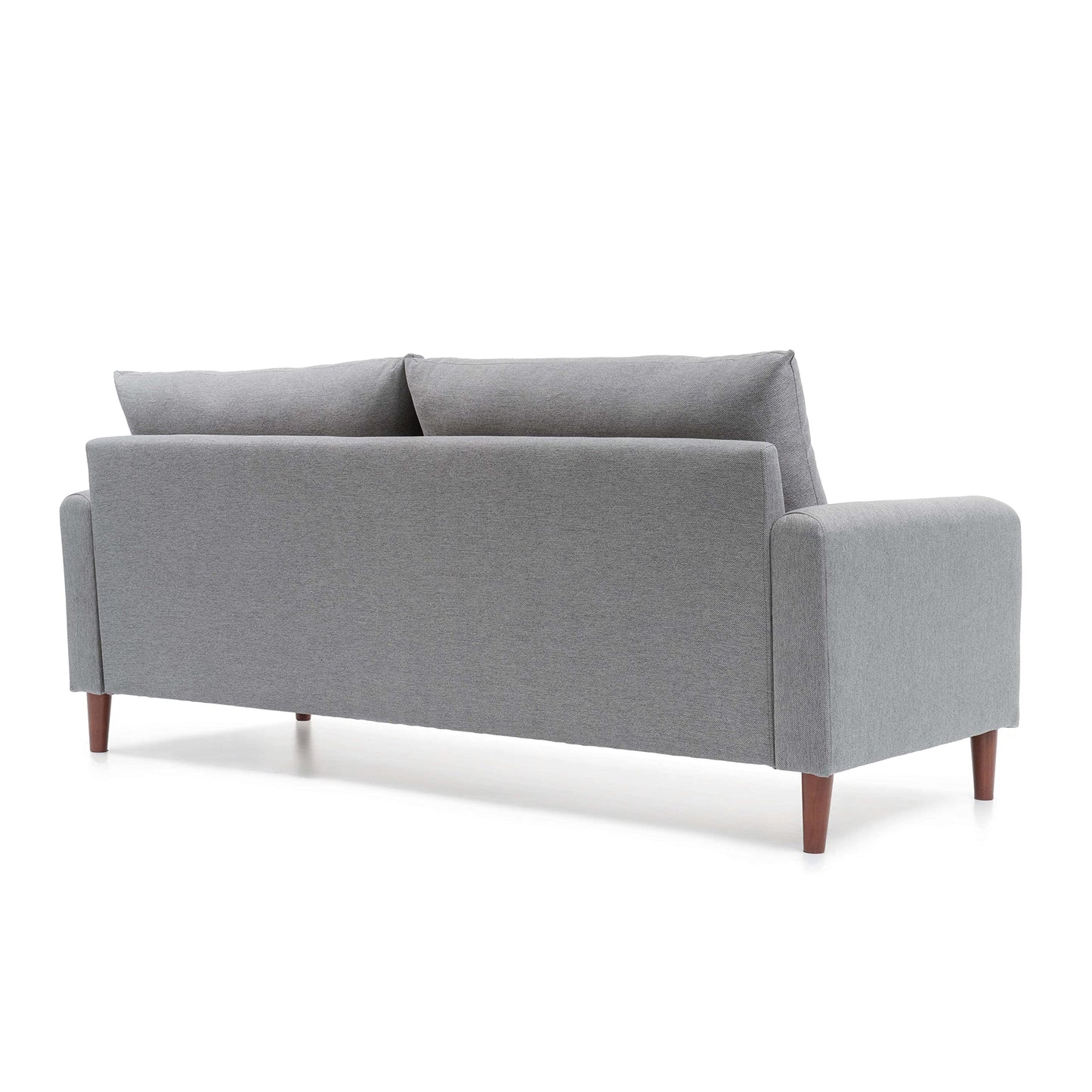 Mellow MAE Mid-Century Modern Curved Arm Sofa with Solid Wood Legs, Light Grey