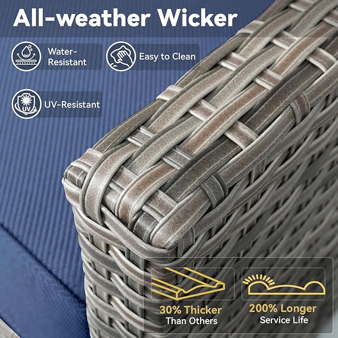 6 Piece Outdoor Patio Wicker Furniture Sets-High Back Outdoor Conversation Set