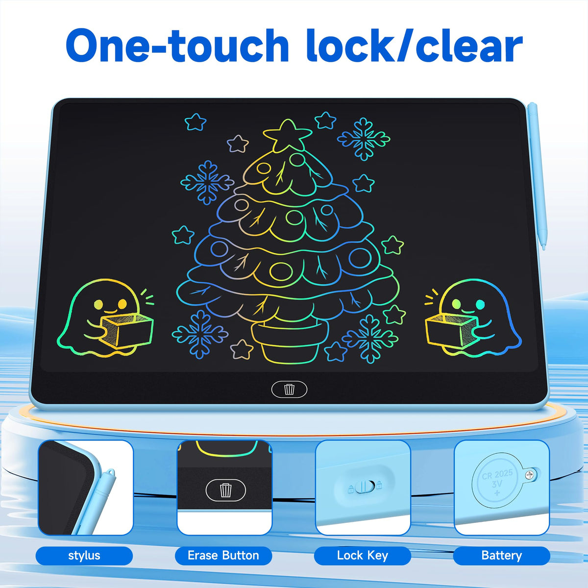 16 Inch LCD Writing Tablet for Kids 2 Pack, Large Drawing Board Doodle Pad, Colorful Screen Erasable Sketch Tablet, Travel Toys and Reusable Learning Gift for Boys Girls（Blue & Pink