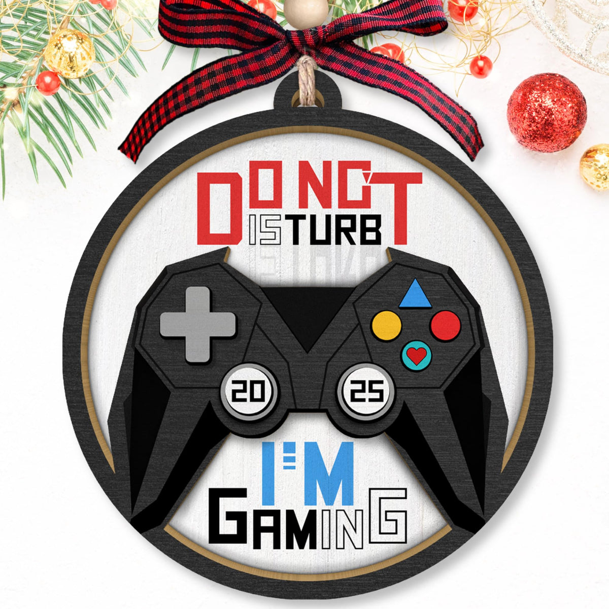 TUMSHANIP Video Game Ornaments - Gaming Ornaments for Christmas Tree - Gamer Video Game Christmas Ornament for Teen Boys, Men - Gamer Gifts for Men - Wood Gaming Ornament 2025