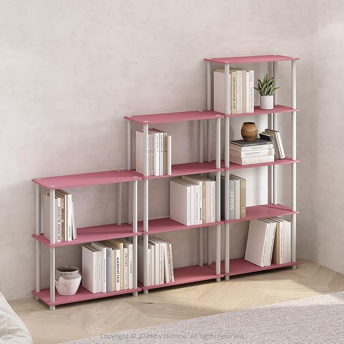 Furinno Turn-N-Tube Book Shelf, 3-Tier Bookshelf, Bookcase