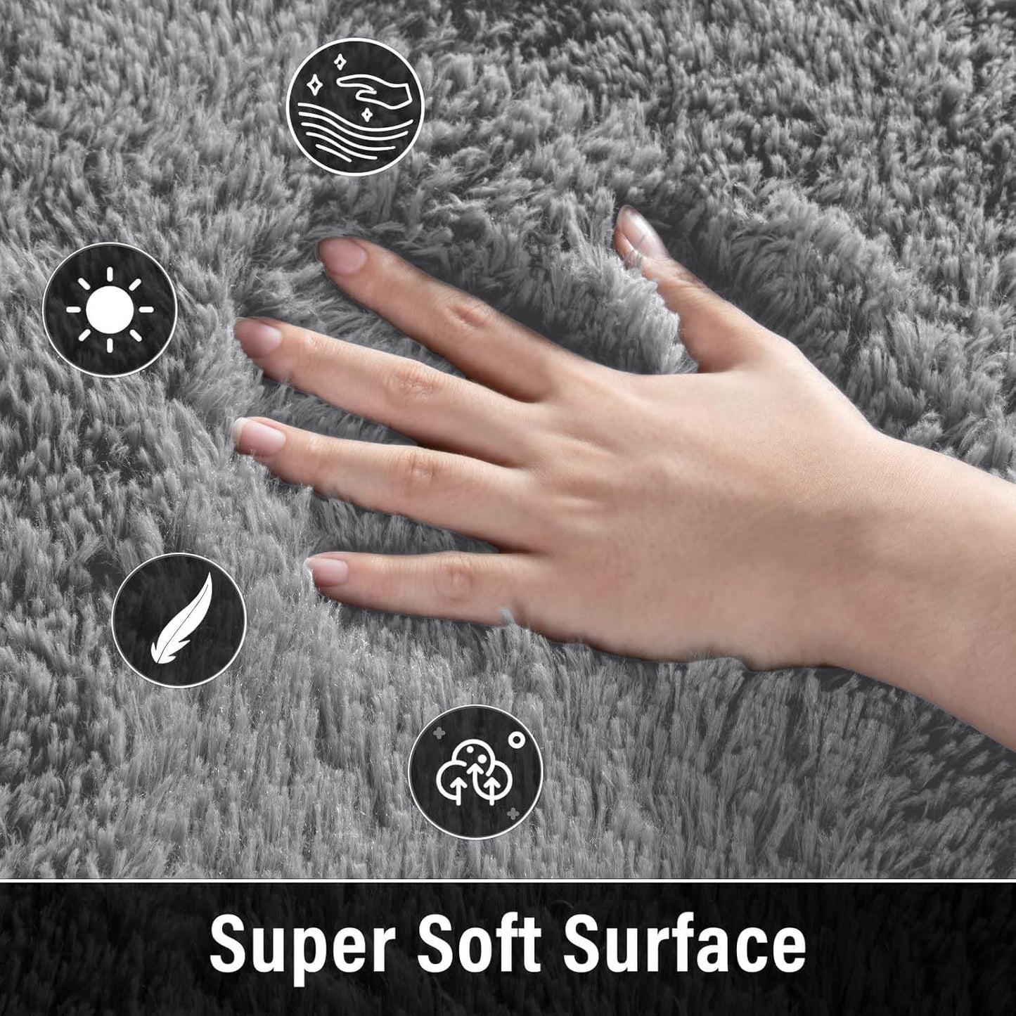 Merelax Modern Soft Fluffy Large Shaggy Rug for Bedroom Livingroom Dorm Kids Room Indoor Home Decorative, Non-Slip Plush Furry Fur Area Rugs Comfy Nursery Accent Floor Carpet 4'x6' Grey