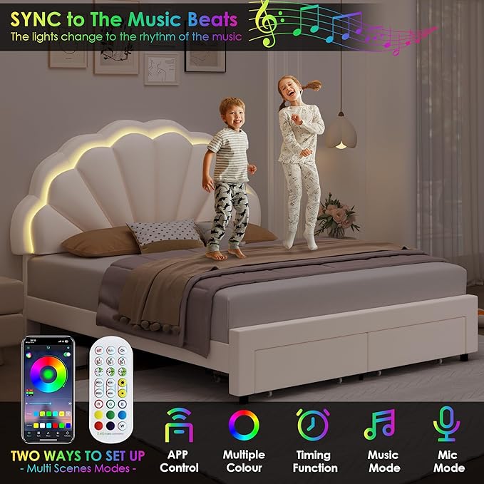 HIFIT Full Upholstered LED Bed Frame