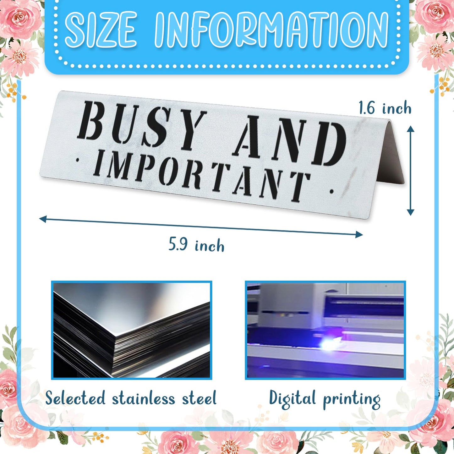 Funny Desk Name Plate “Busy and Important” Office Name Sign for Professionals, Executives, Admin Assistants, Workplace Humor Decor, Coworker Desk Quote Gifts VTP40