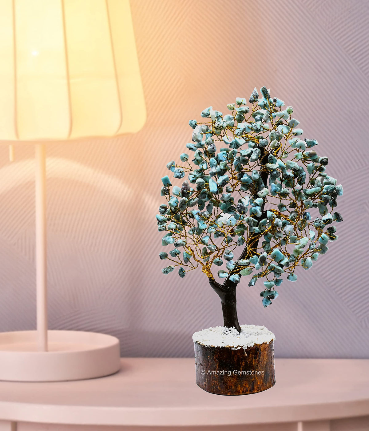 Amazing Gemstone Crystals and Healing Stones Birthday Gifts for Women - Larimar Crystal Tree of Life Home Decor Stocking Stuffers, Bookshelf, Room, Meditation Gift for Mom Dad, Unique Birthday Gifts