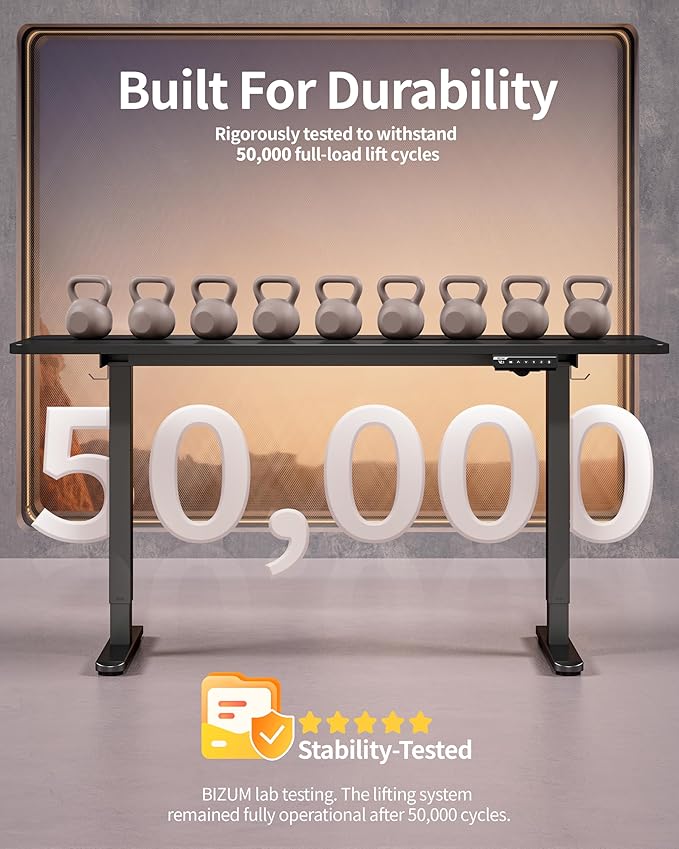 BIZUM Electric Standing Desk 60 x 24 Inch Computer Desk-Gaming Desk Black Home