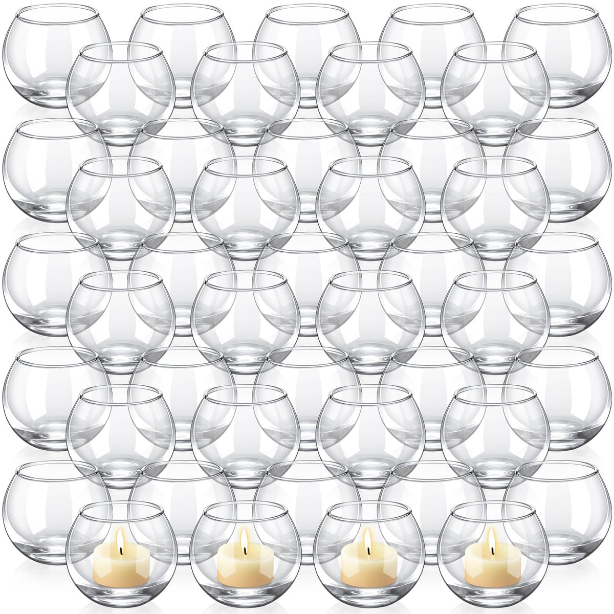 Ziliny 48 Pcs Clear Glass Votive Candle Holders Bulk Tealight Candle Holders Wedding Table Centerpiece Decor Vase for Wedding Bridal Shower Party Decoration