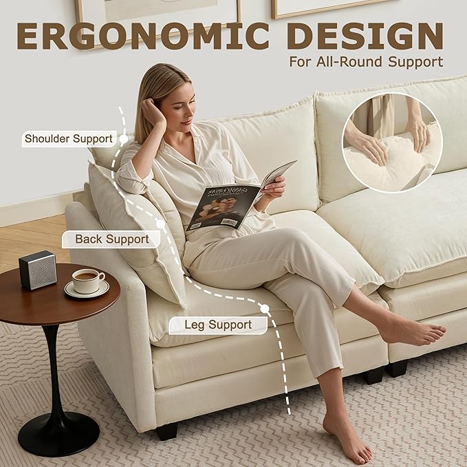 78" Modular Sectional Sofa, Cloud Couch Loveseat Sofa, Deep Seat Washable