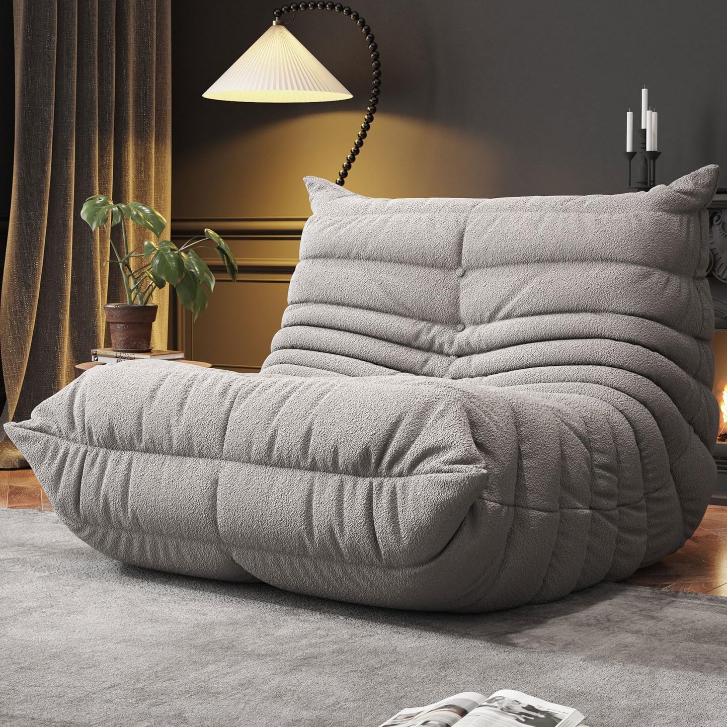 WHGBJA Bean Bag Chair for Adults, Lazy Bean Bag Sofa for Bedroom, Living Room, Reading, Gaming Floor Sofa Chair, Boneless, Comfy