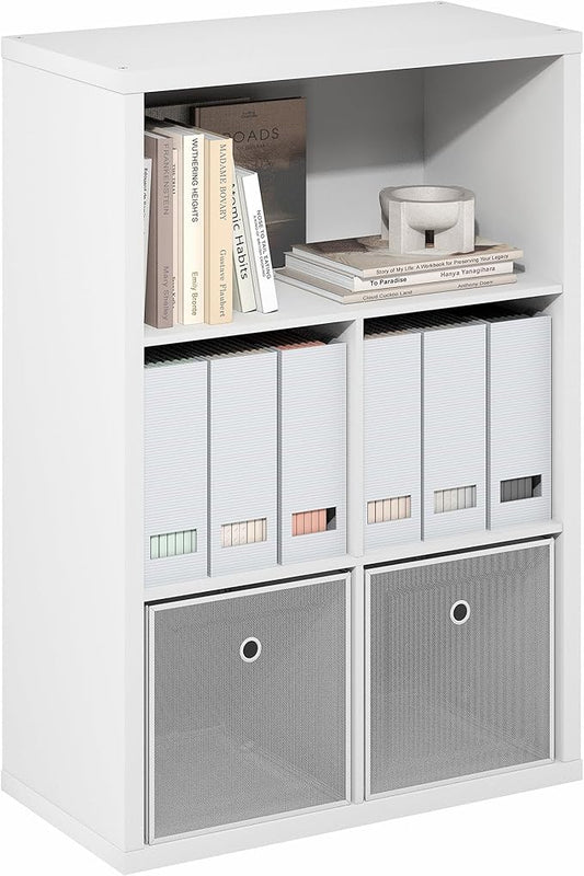 Furinno Cubicle Book Shelf, 5-Cube Bookshelf, Extra Thick Frame Cube Storage