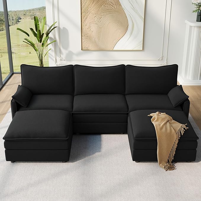 Vesgantti 108" U Shaped Sectional Couch, Comfy Cloud Modular Sectional Sofa