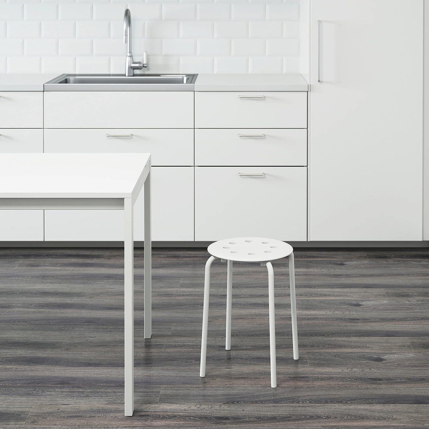 Ikea Marius Durable Stool- 45 Cm - Product Of Sweden (White) - Steel