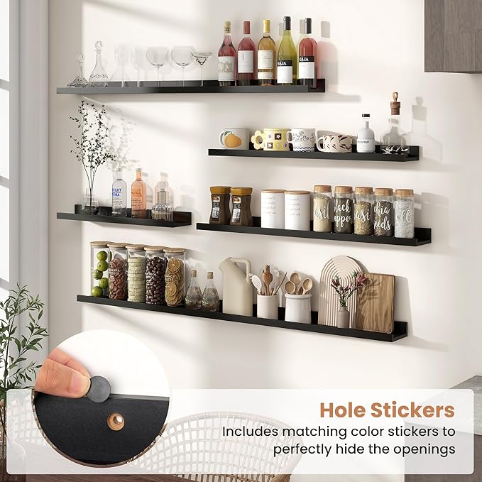 Fun Memories Picture Ledge Shelves Set of 2, 55 Inch Rustic Wall Mounted