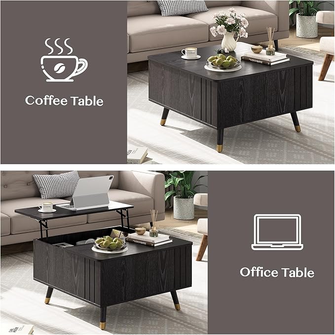 JOINICE Black Lift Top Coffee Table