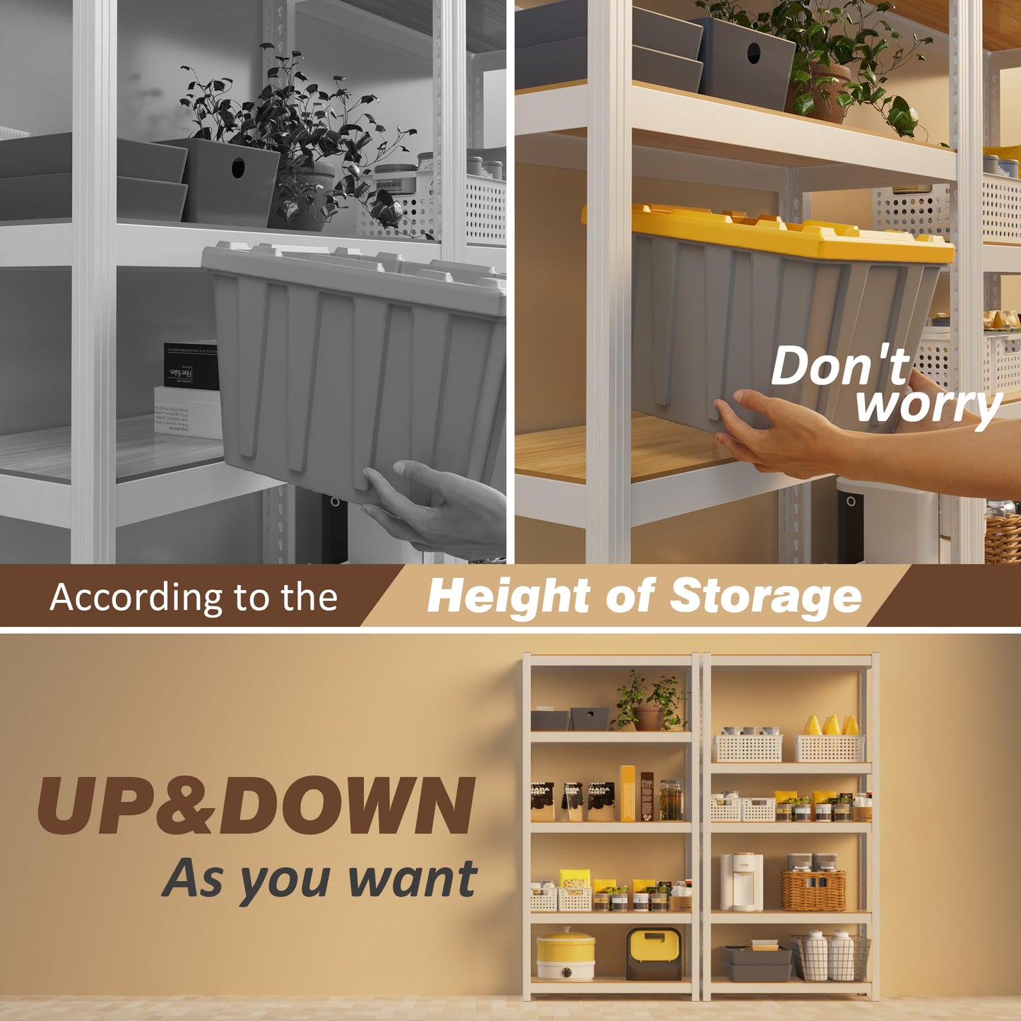 VDEVY 5 Tier 24" W x 16" D x 60" H Storage Shelves White Metal Garage Shelving 1500LBS White Pantry Shelves Heavy Duty Shelving Adjustable Utility Rack for Closet Kitchen Garage Office