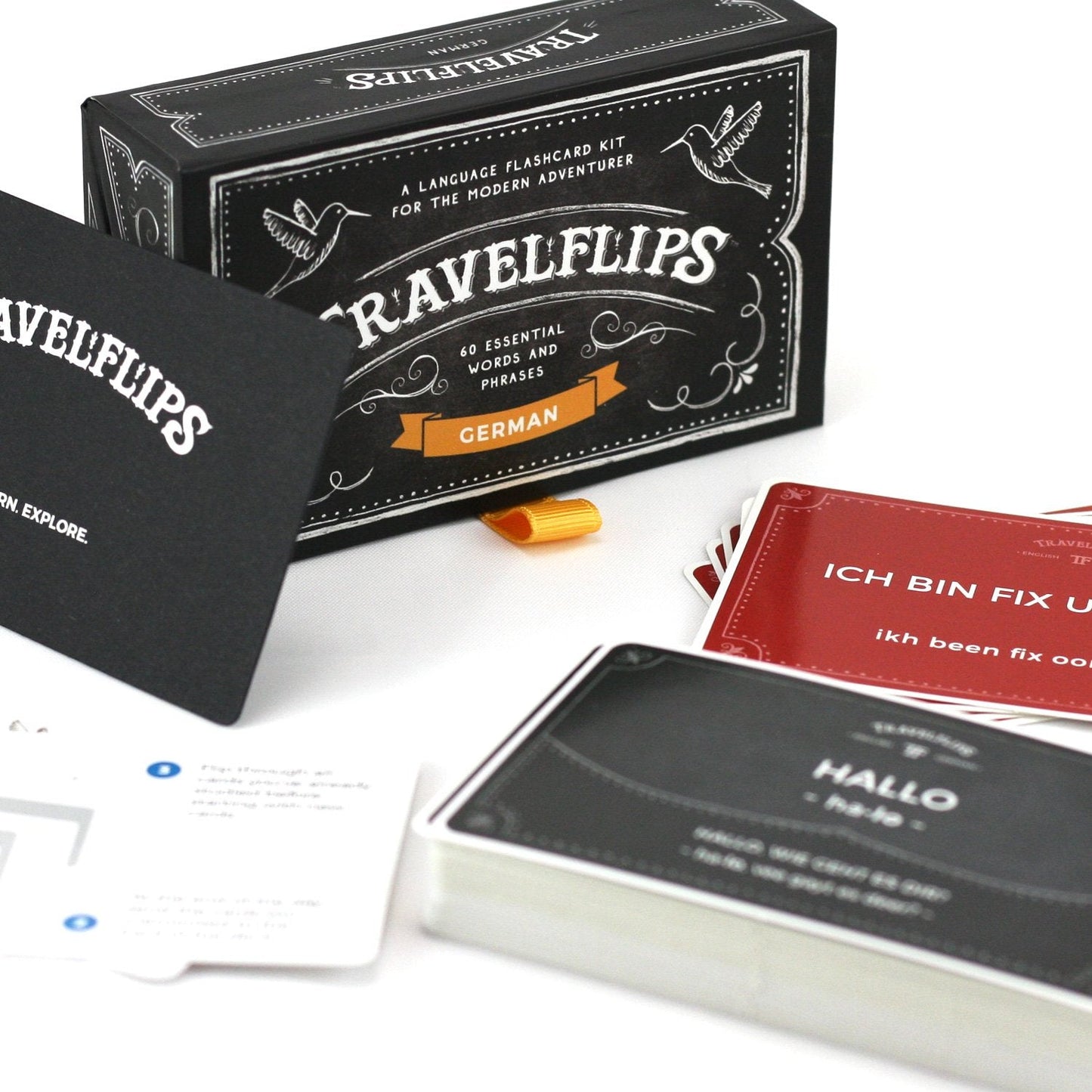 German Flash Cards - Learn German Language Vocabulary Words and Phrases - Basic Sentences for Beginners - Gift for Travelers, Kids, and Adults by Travelflips