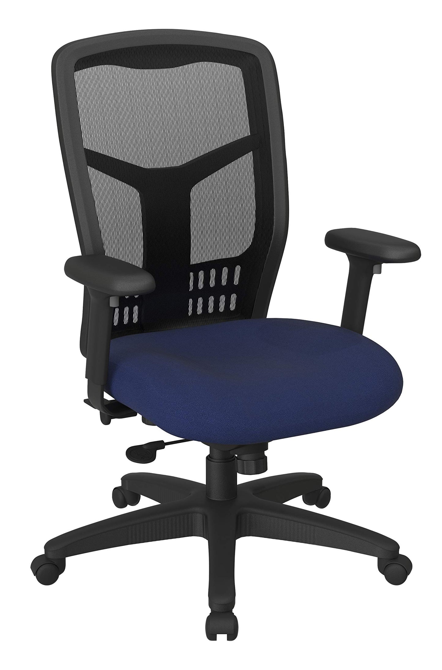 Office Star ProGrid High Back Manager's with Adjustable Seat Height, 2-to-1 Synchro Tilt Control and Seat Slider, Icon Navy Blue Fabric
