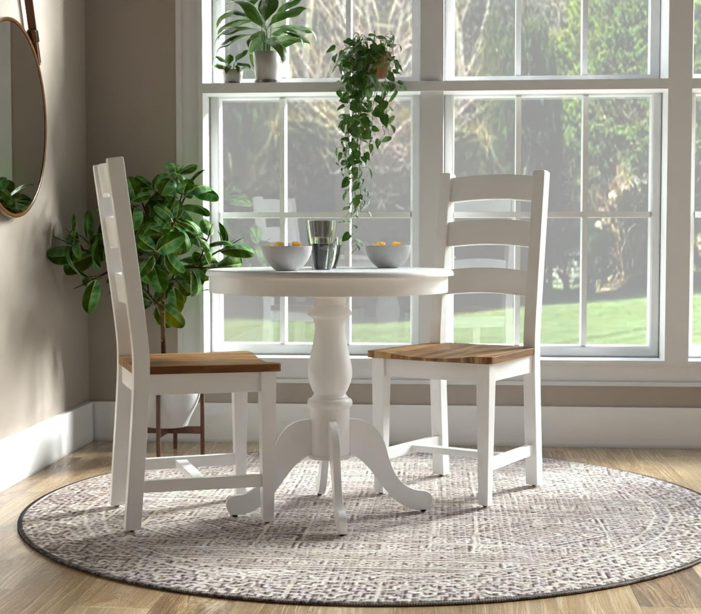 Carolina Chair & Table Fairview Round Dining Table – Classic American Style Furniture, Seats 2-4 Person Wooden Top Pedestal Base Table for Kitchen or Dining Room (Pure White, 30")