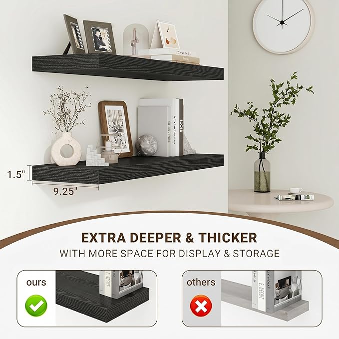 Acovy 24 Inch Floating Shelves, Wooden Shelves