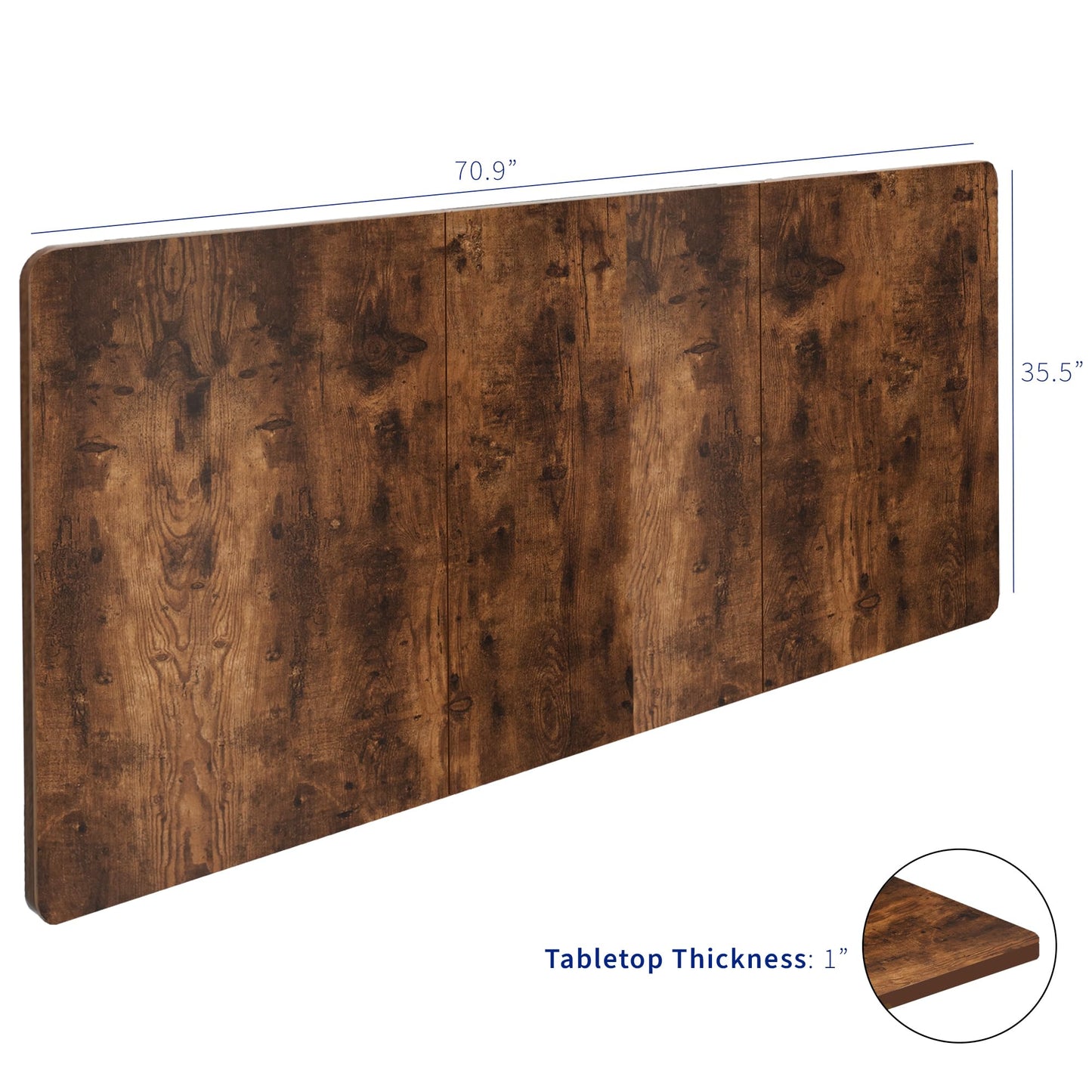 VIVO Universal 71 x 36 inch Table Top for Standard and Sit to Stand Height Adjustable Home and Office Desk Frames, Rustic Vintage Brown Extra-Wide Desktop, DESK-TOP72-36N
