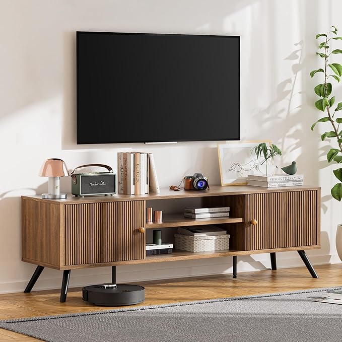 COMHOMA TV Stand for Living Room, Mid Century Modern Entertainment Center for