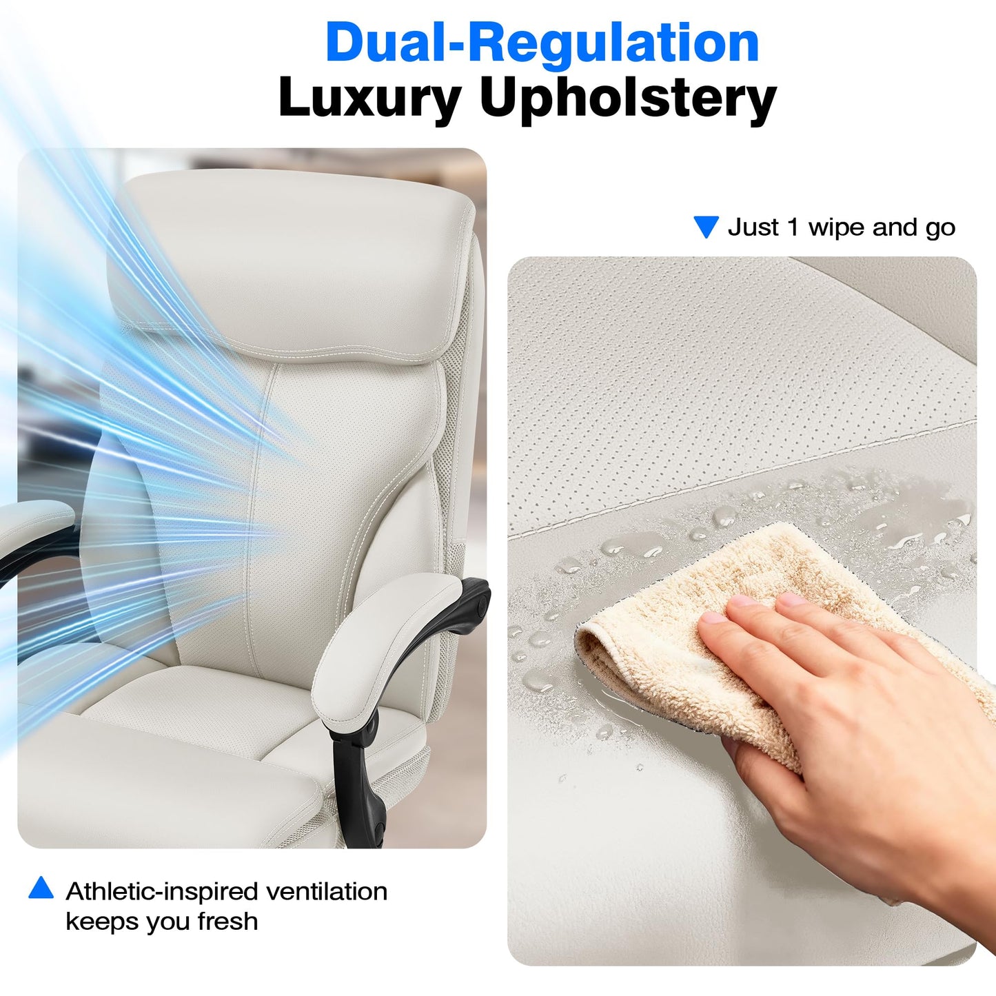 AreShark Office Chair - Ergonomic Comfortable High Back Computer Desk Chair with Foot Rest - Executive Breathable Swivel Rolling Reclining Leather Chair with Lumbar Support for Home Gaming Relaxing
