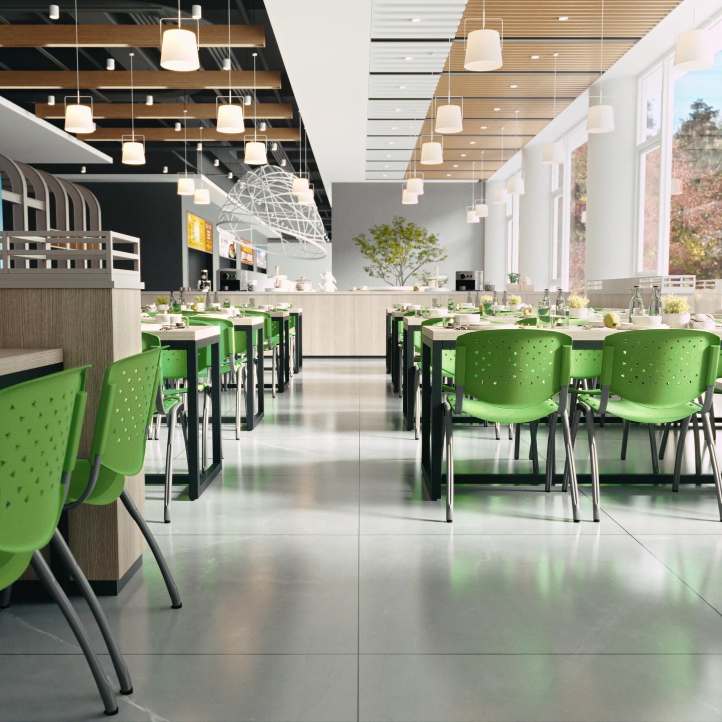 Flash Furniture HERCULES Series 880 lb. Capacity Green Plastic Stack Chair with Titanium Gray Powder Coated Frame