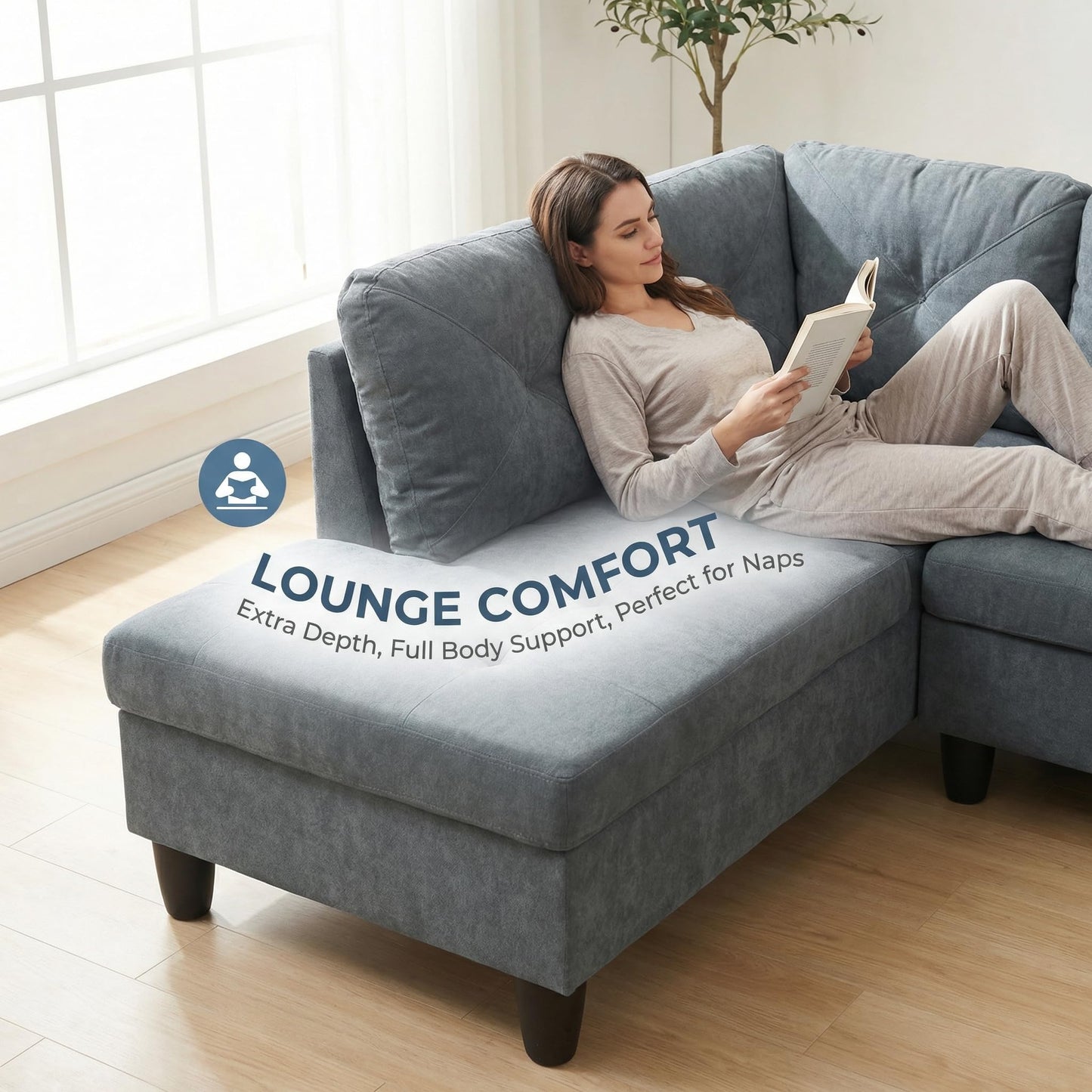 Trygoal 3-Piece L-Shaped Modular Leather Sofa – Convertible Sectional Couch with Movable Chaise & Storage Ottoman, Multi-Scene Use for Living Room, Apartment & Office, Dark Grey