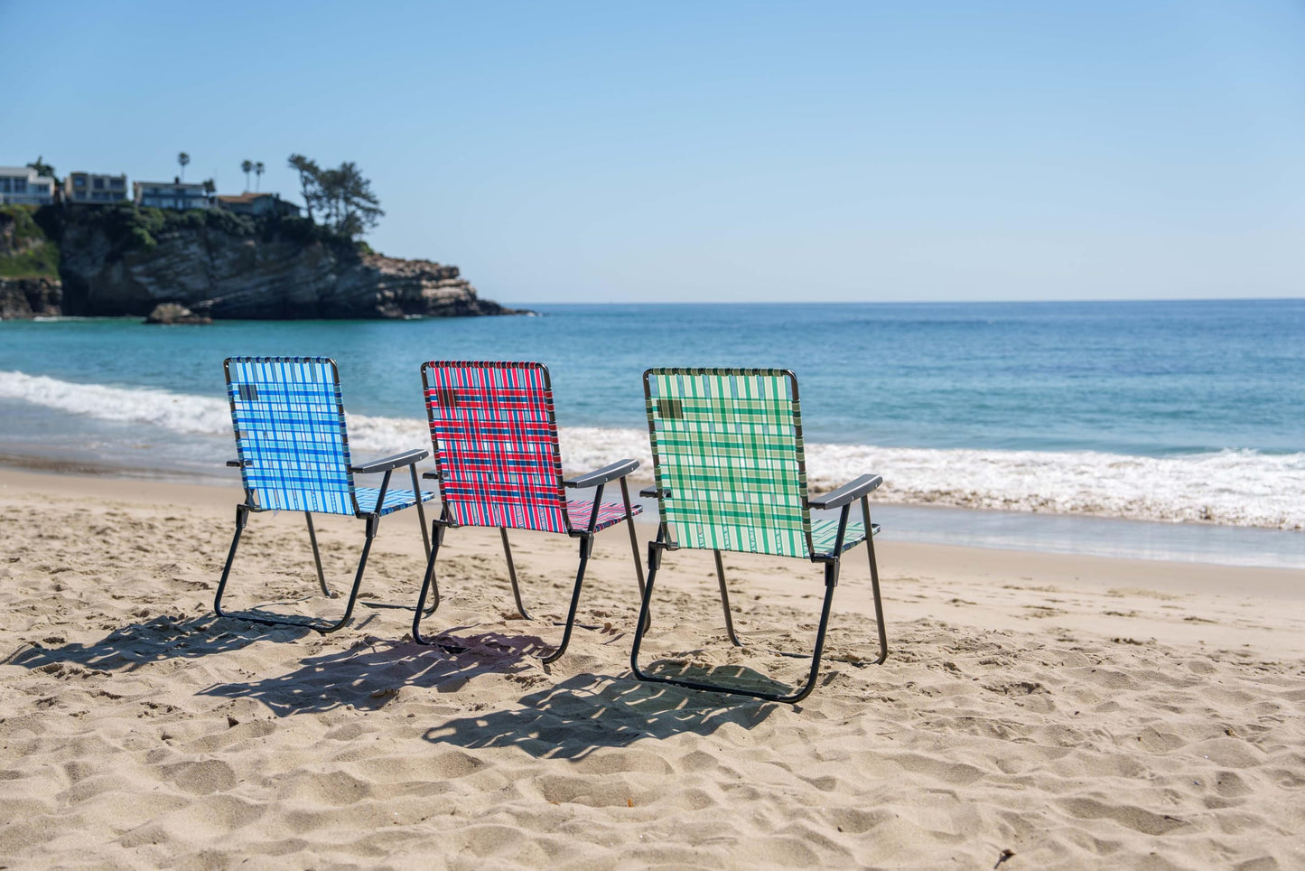 MOUNTAIN SUMMIT GEAR Retro Webbed Camping Chair - Lightweight, Foldable, Durable Steel Frame, 300lb Capacity, Vintage Stripes by Caddis Sports (2, Ocean Blue)