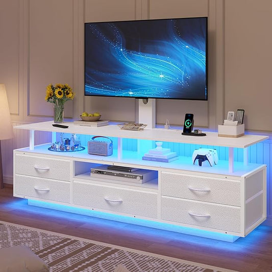 BTHFST TV Stand with Mount for 45/55/65/70 inch TVs, 51.2" LED TV Stand with
