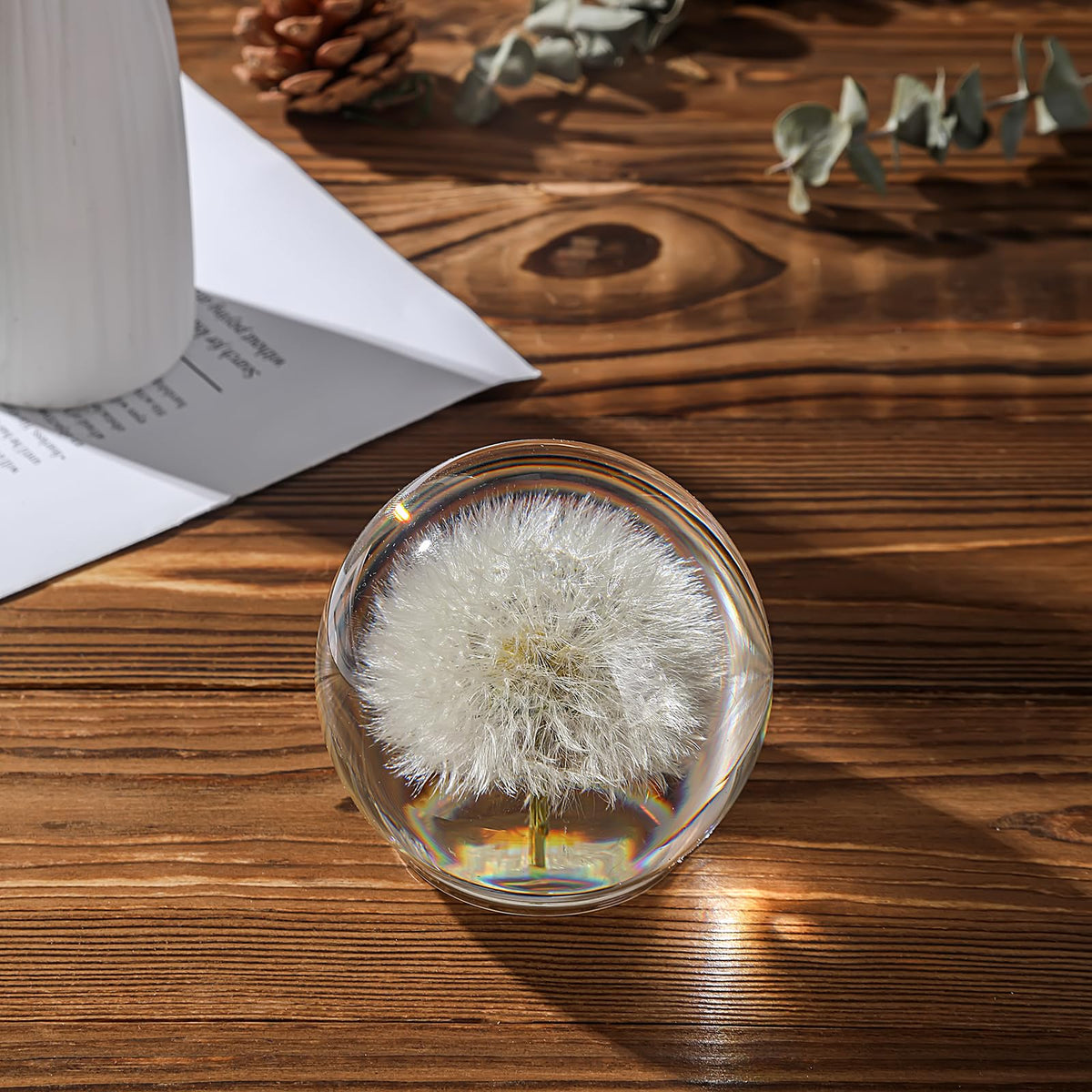 1st Heaven Dandelion Paperweight in Crystal – Real Preserved Dandelion, Symbol of Hope, Luck, or New Beginnings – Elegant Gift with Gift Box & Card (2.6 in)