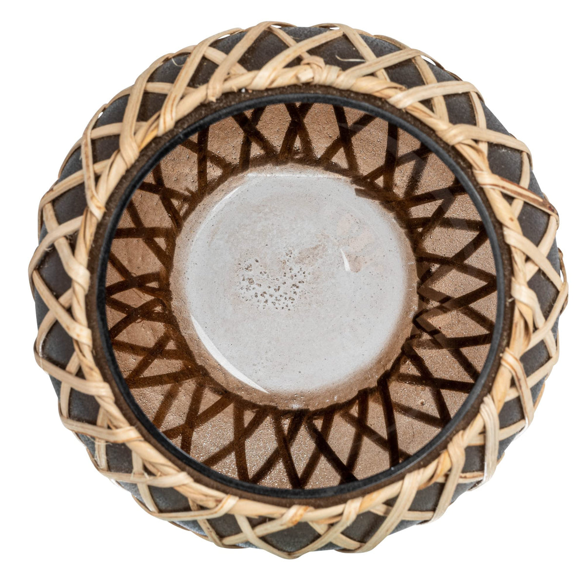 Creative Co-Op Glass Votive Holder with Woven Rattan Sleeve, Brown and Natural