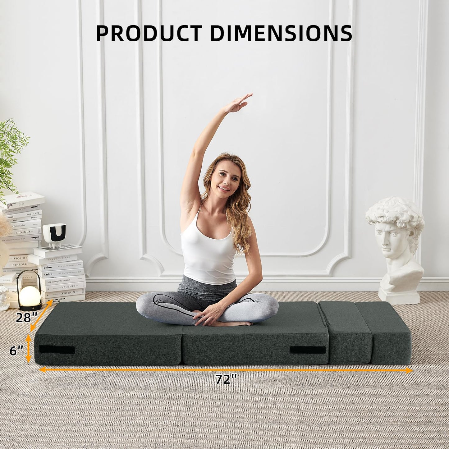FILUXE Folding Sofa Bed | Convertible Sleeper Chair Bed for Adults, Fold Out Chair to Bed Linen Futon Chair with Pillow, for Home Dorm Apartment RV Living Room, Single Size Dark Gray