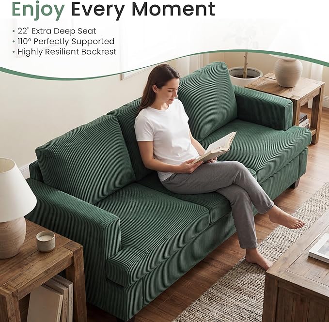 YOUDENOVA Sofa, 3 Piece Set Comfy Sofa, Loveseat & 2 3-Seater Couch