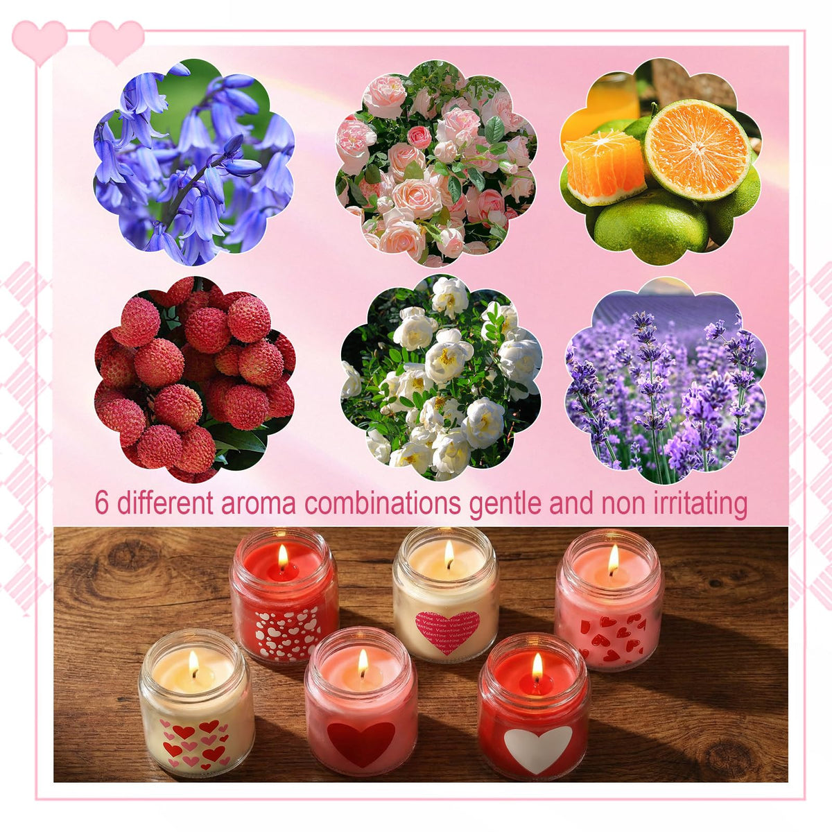 Sumind 12 Pcs Valentine's Scented Candle Gifts for Her Girlfriend Wife Long Lasting Burning Aromatherapy Heart Candle for Men Husband Boyfriend Romantic Anniversary Candles Gifts Valentine Deco