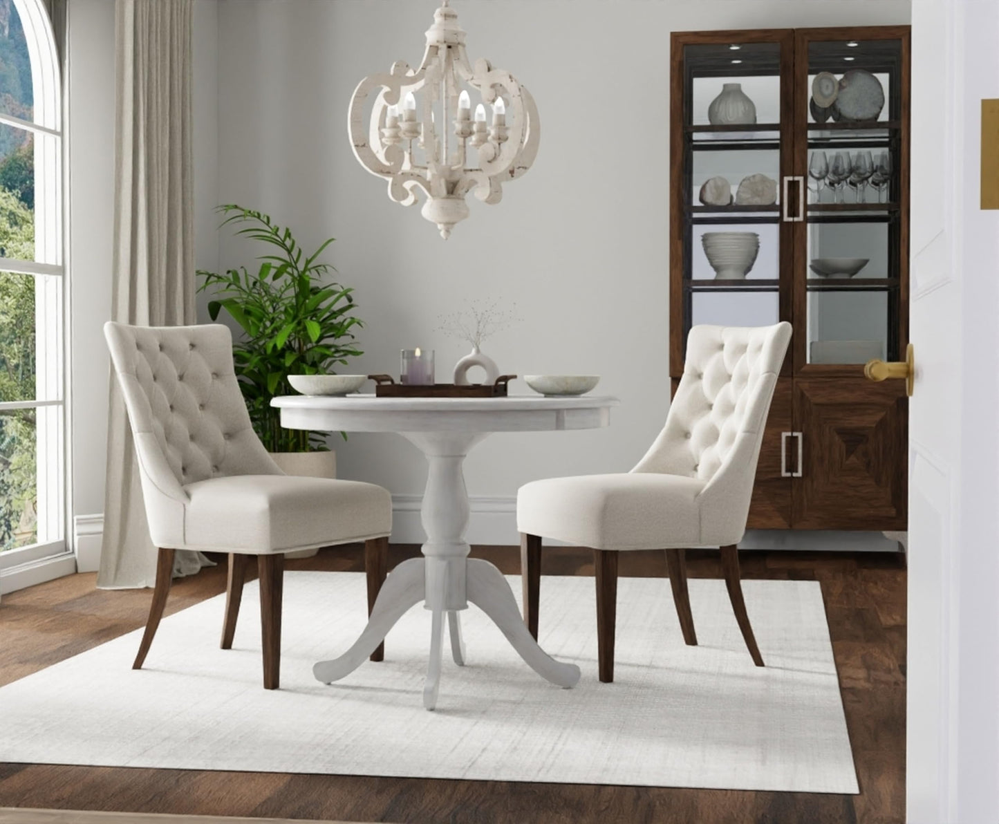 Carolina Chair & Table Fairview Round Dining Table – Classic American Style Furniture, Seats 2-4 Person Wooden Top Pedestal Base Table for Kitchen or Dining Room (Whitewash, 36")