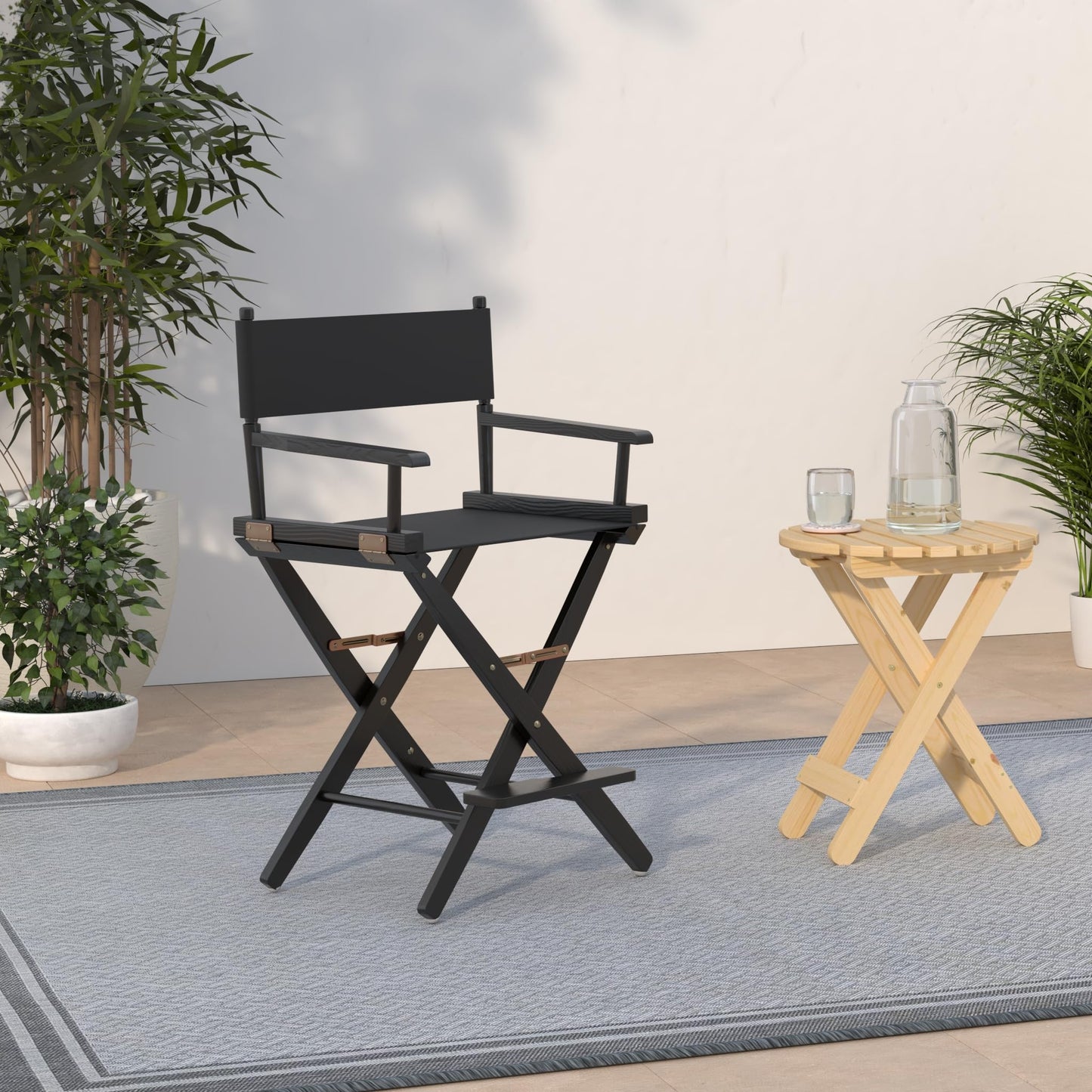 American Trails Extra-Wide Premium 24" Director's Chair Black Frame with Black Canvas, Counter Height
