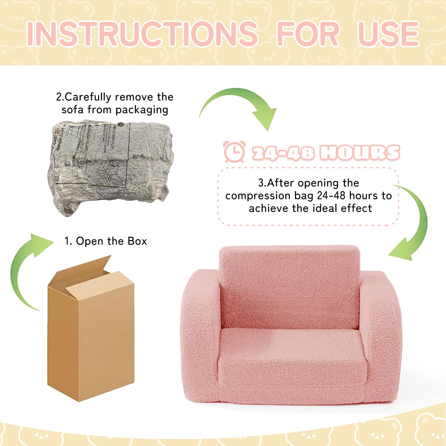 MuaMelop Toddler Couch, 2-in-1 Toddler Chairs Comfy 1-3 Years Old, Toddler Chair for Girls and Boys, Kids Couch Bed Fold Out, Convertible Baby Sofa to Lounge Chair for Playing, Reading, Napping, Pink