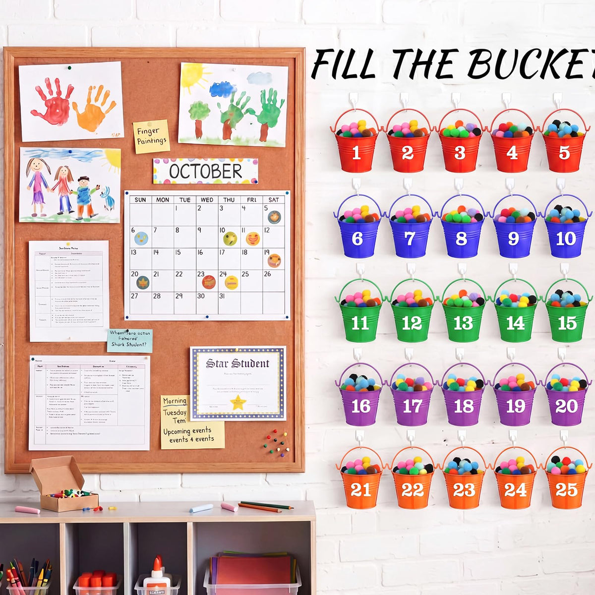 JellyArch Classroom Management Tools have You Filled a Bucket Today bucket Filler Activities Positive Behavior Reward Jars Teacher Essentials Preschool Elementary Classroom Must Haves(Vibrant Color)