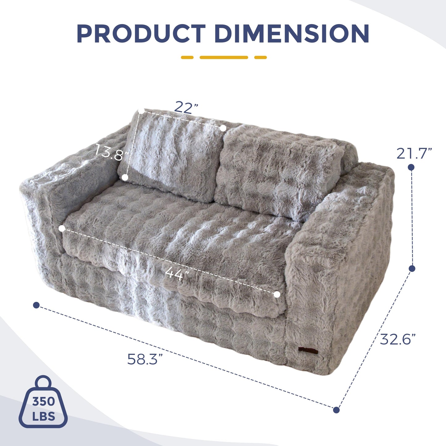 MAXYOYO Loveseat Sofa for Living Room, Small Sofa Couch Tufted Boneless Couch, Comfy Bean Bag Chair for Small Space Bedroom Apartment, No Assembly Needed, Grey