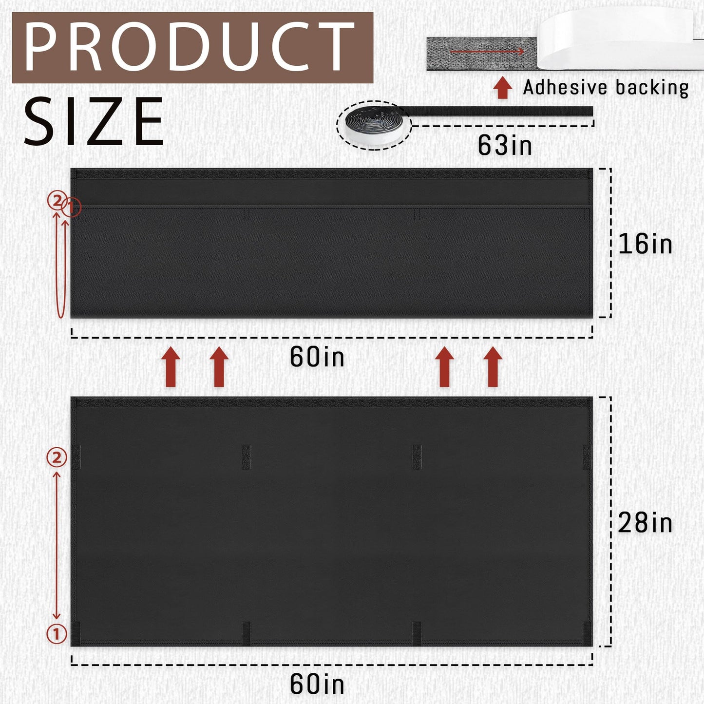 HolyMaji 60" Under Desk Privacy Panel Self-Adhesive Modesty Panel with Wire Pocket for Cable Management Organizer Heavy Duty Desk Skirt - Office Home or Standing Workstation Concealer Shield