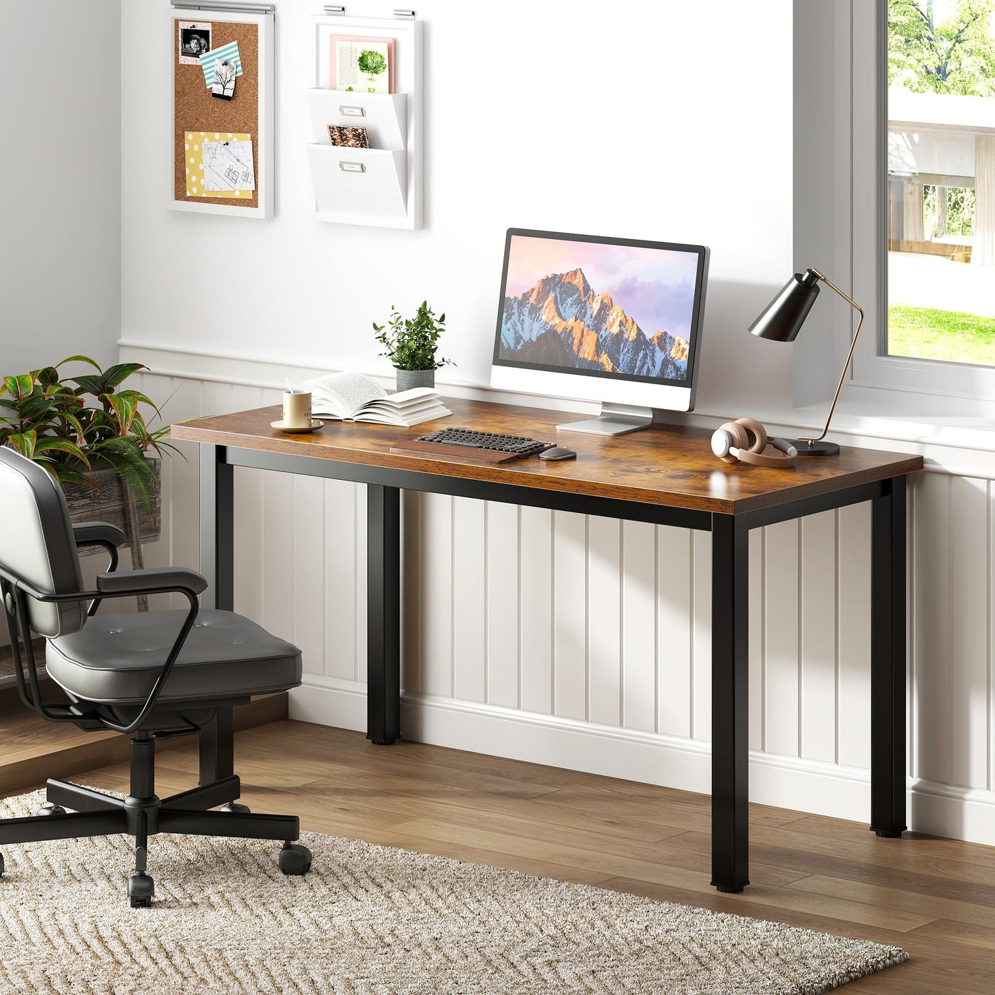 Need 47 Inch Heavy Duty Computer Desk, Industrial Writing Table with Sturdy Metal Frame, Workstation for Home Office, Gaming & Dual Monitor Setup, Easy Assembly