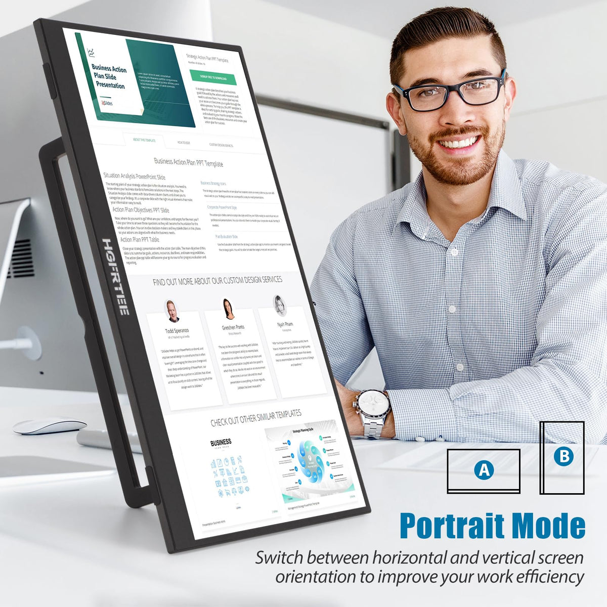 HGFRTEE Portable Monitor Touchscreen 14", 1920x1200 60Hz USB-C & FHD External Display Touch Screen for Laptop/Mac/Gaming/Office, VESA Mountable Travel Monitor with Built-in Speakers-LCD Panels