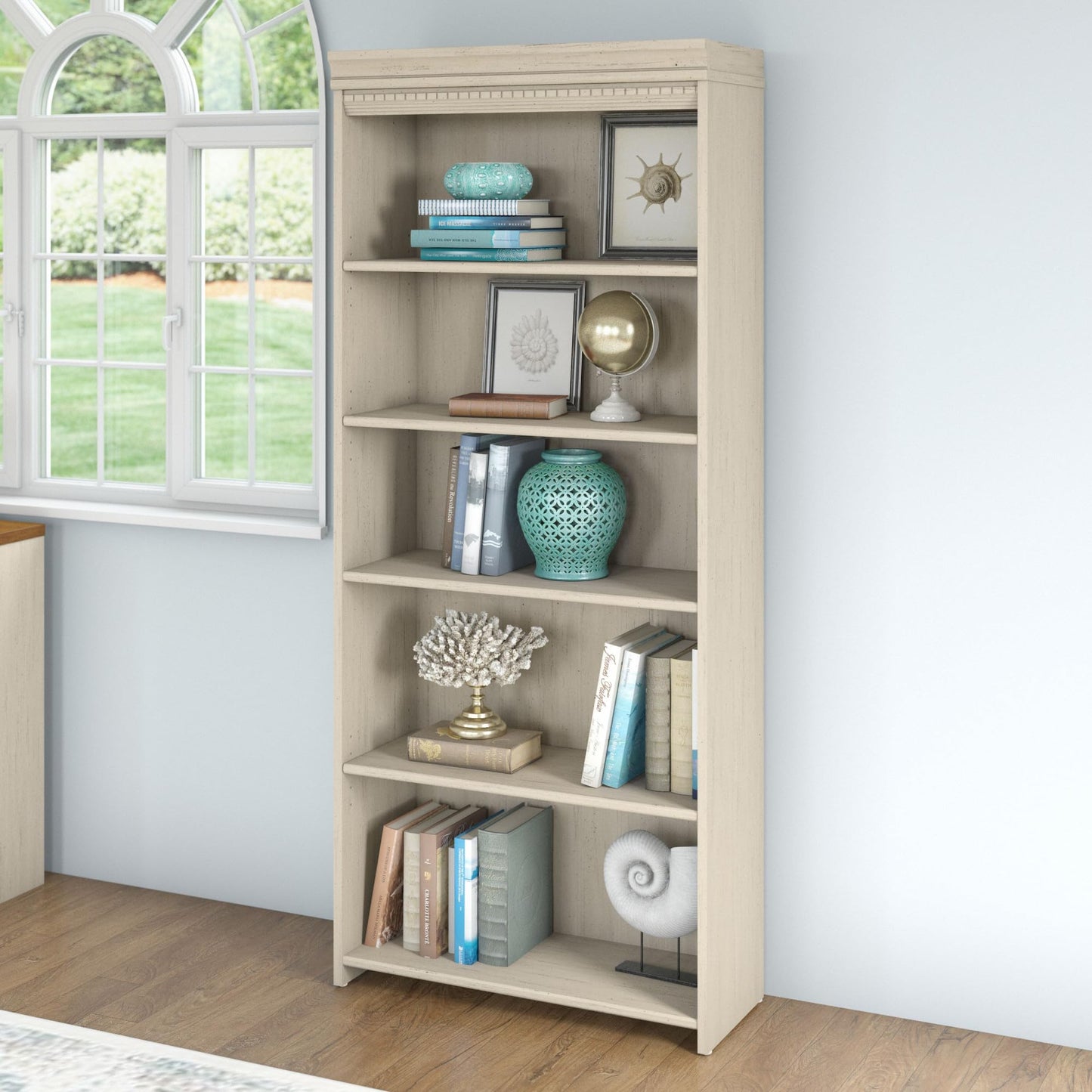 Bush Furniture 5 Shelf Bookcase with 3 Adjustable Storage Shelves, Fairview Collection Tall Bookshelf for Office or Home, 30Wx12Dx69H