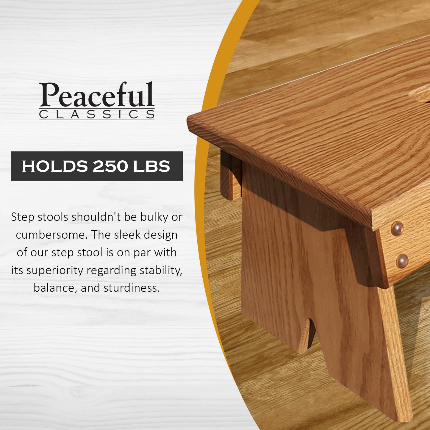 Peaceful Classics Step Stool - Amish Handmade Kids Step Stools - Bathroom, Bedroom, Living Room Or Kitchen Step Stool for Adults - Multipurpose Foot Stool Made of Solid Oak (9" High, Provincial)