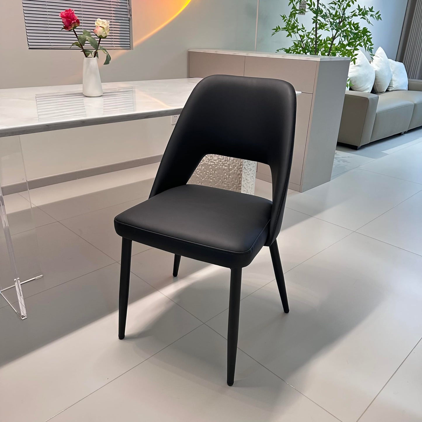 WilliamRock Deluxe Dining Chair: Luxurious Faux Leather, Sturdy Metal Legs, assembles in 5-8 Minutes. Ergonomic Comfort for Dining, Living Rooms, Studies, and Meeting Rooms (Black)